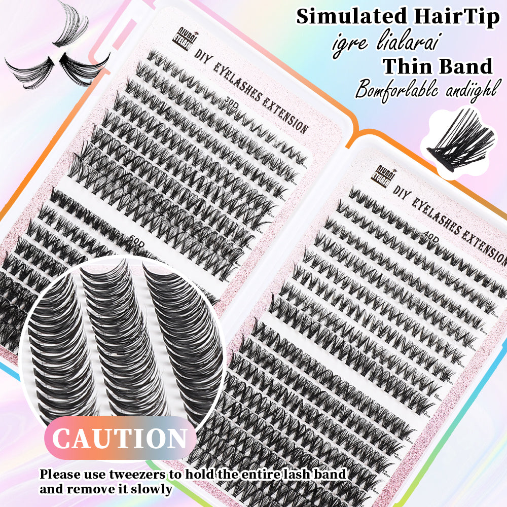 32 Rows of Eyelashes Book Cluster 640 Segmented Lashes Set