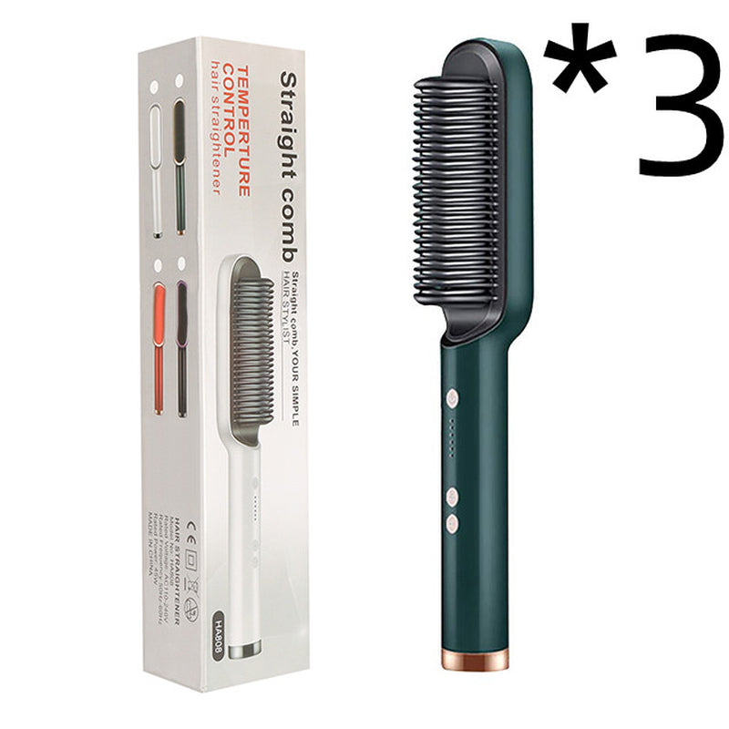 New 2 in 1 Hair Straightener Hot Comb Negative Ion Curling Tong Dual-Purpose Electric Hair Brush
