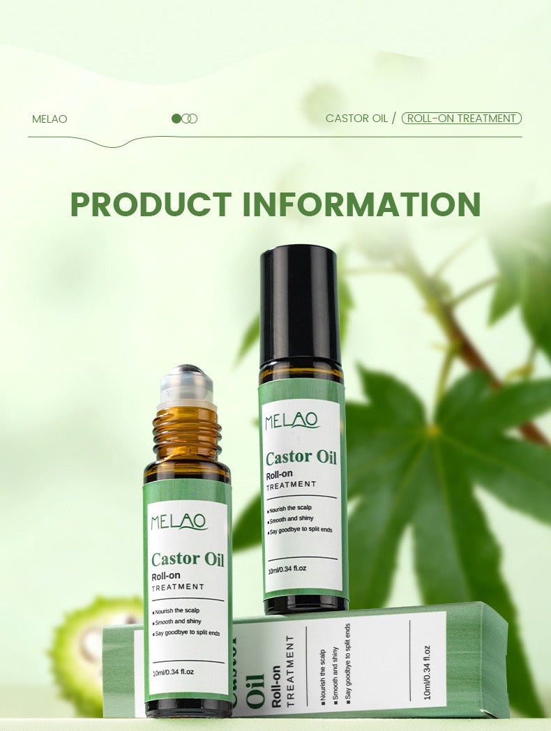 Castor Oil Roll-On Essential Oil 10Ml Portable Hair Care Growth & Regeneration Serum Scalp Nourishing Oil