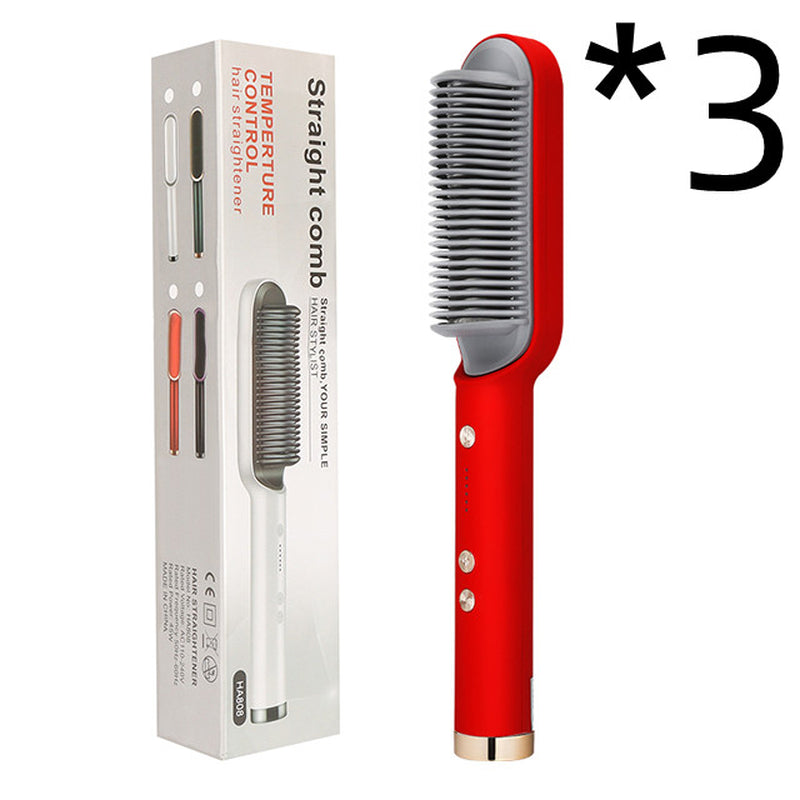 New 2 in 1 Hair Straightener Hot Comb Negative Ion Curling Tong Dual-Purpose Electric Hair Brush