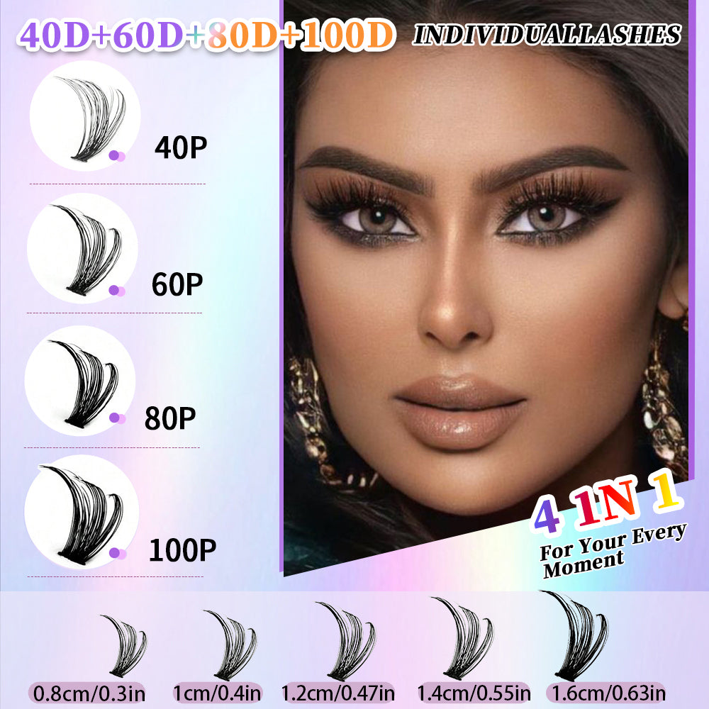 32 Rows of Eyelashes Book Cluster 640 Segmented Lashes Set