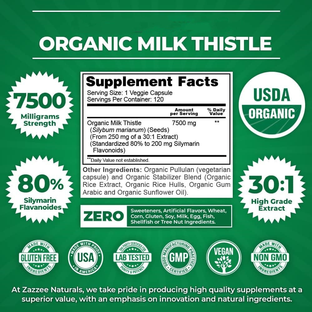 Organic Milk Thistle Complex – 120 Day Supply Herbal Supplement