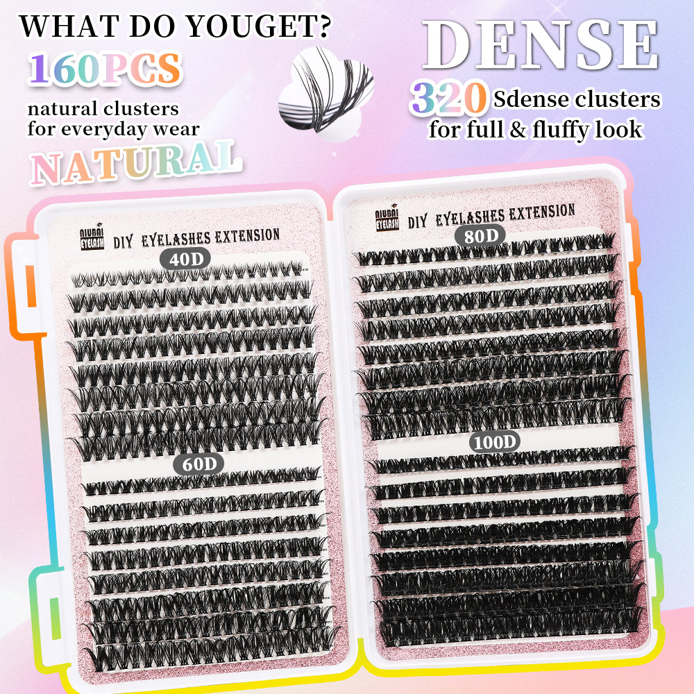 32 Rows of Eyelashes Book Cluster 640 Segmented Lashes Set