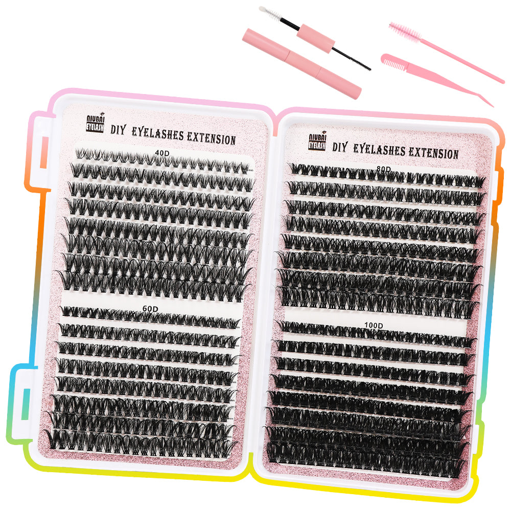 32 Rows of Eyelashes Book Cluster 640 Segmented Lashes Set