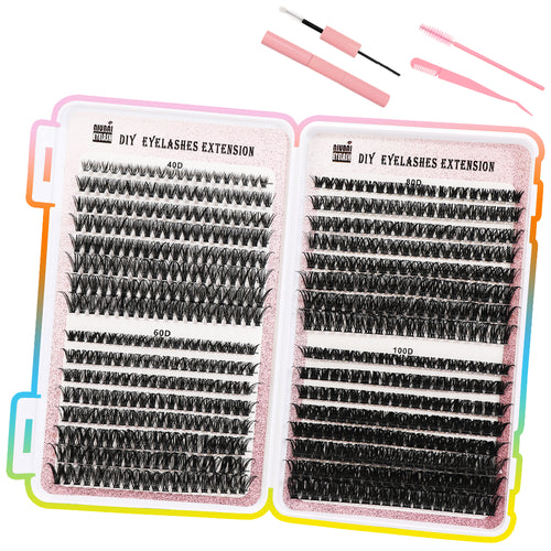 32 Rows of Eyelashes Book Cluster 640 Segmented Lashes Set
