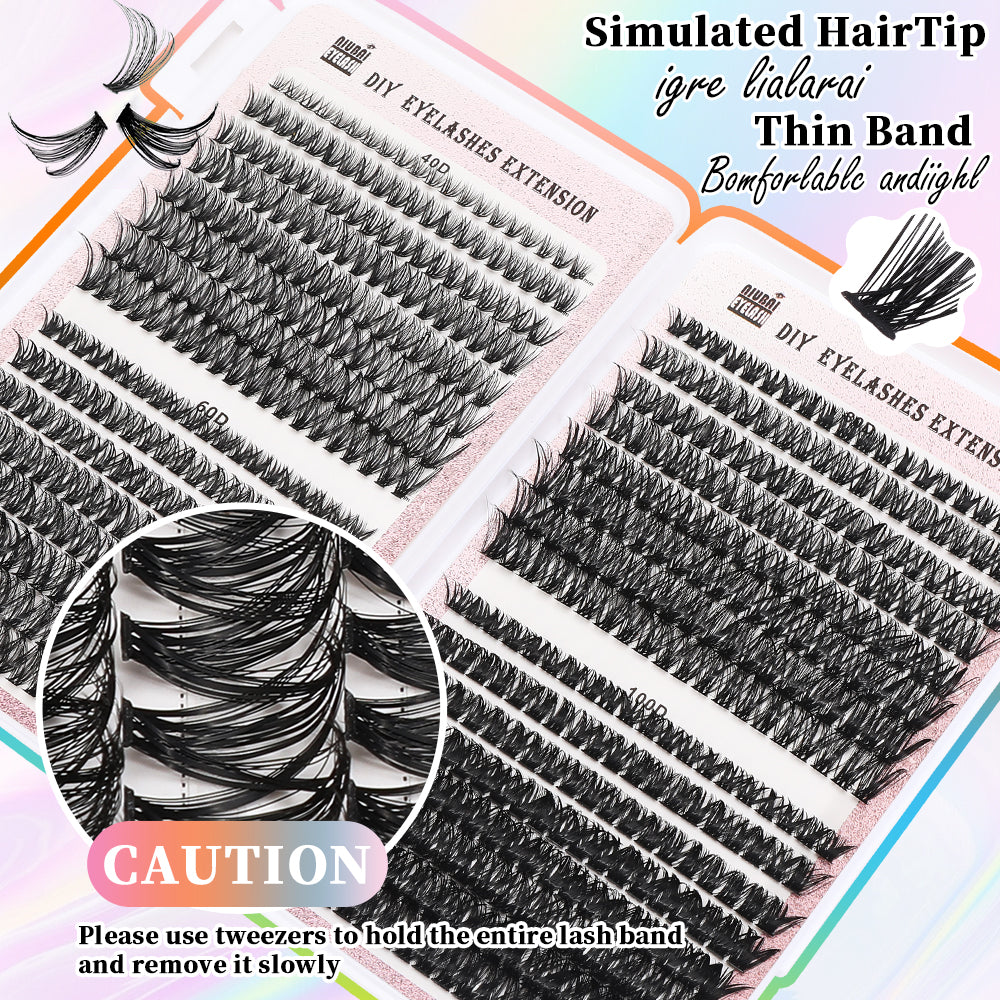 32 Rows of Eyelashes Book Cluster 640 Segmented Lashes Set