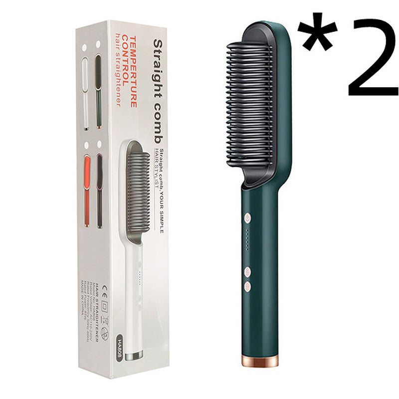 New 2 in 1 Hair Straightener Hot Comb Negative Ion Curling Tong Dual-Purpose Electric Hair Brush
