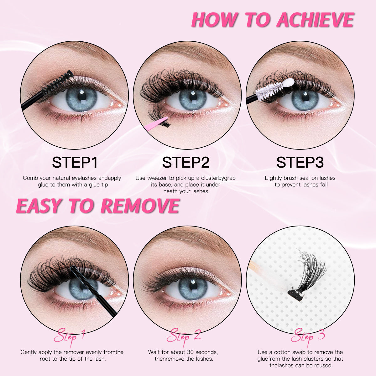 32 Rows of Eyelashes Book Cluster 640 Segmented Lashes Set