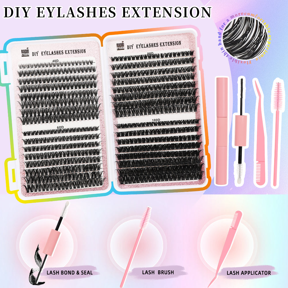 32 Rows of Eyelashes Book Cluster 640 Segmented Lashes Set